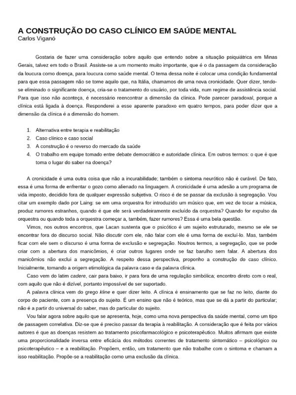 A construção do caso clínico